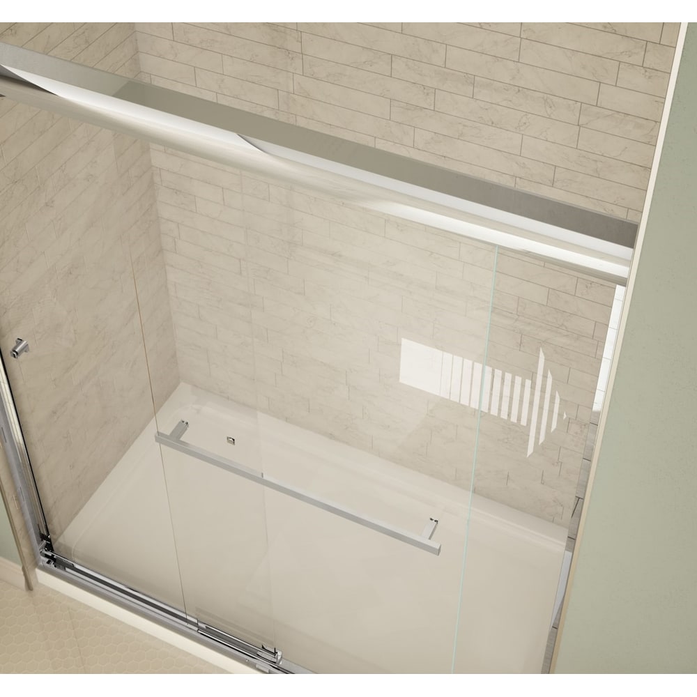 Tonik SC 55 to 59 in. W x 57 in. H Semi-Frameless ByPass Sliding Bathtub Door in Chrome with Clear Tempered Glass, Soft Close