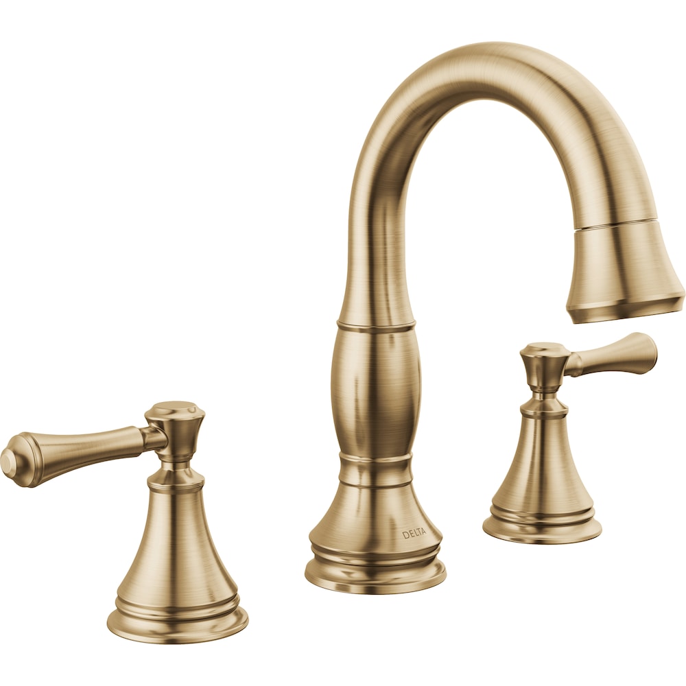 Robinet de salle de bain à deux poignées et à large bec rétractable Cassidy de 8 po en bronze champagne