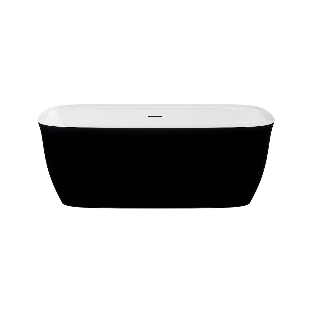 Baignoire autoportante rectangulaire centrale en acrylique Panya de 5,3 pi en noir