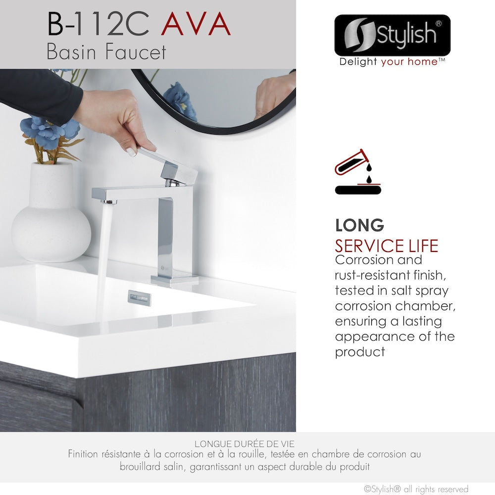 Ava Single Handle Bathroom Faucet in Chrome