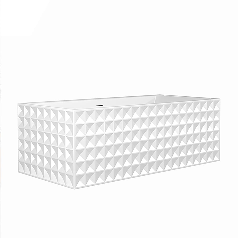 Cube 5.6 ft. One Piece Freestanding Centre Drain Rectangular Bathtub in White
