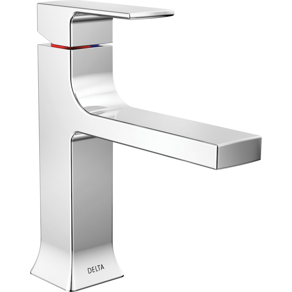 Robinet de salle de bain monotrou à poignée unique Velum avec bec droit en chrome
