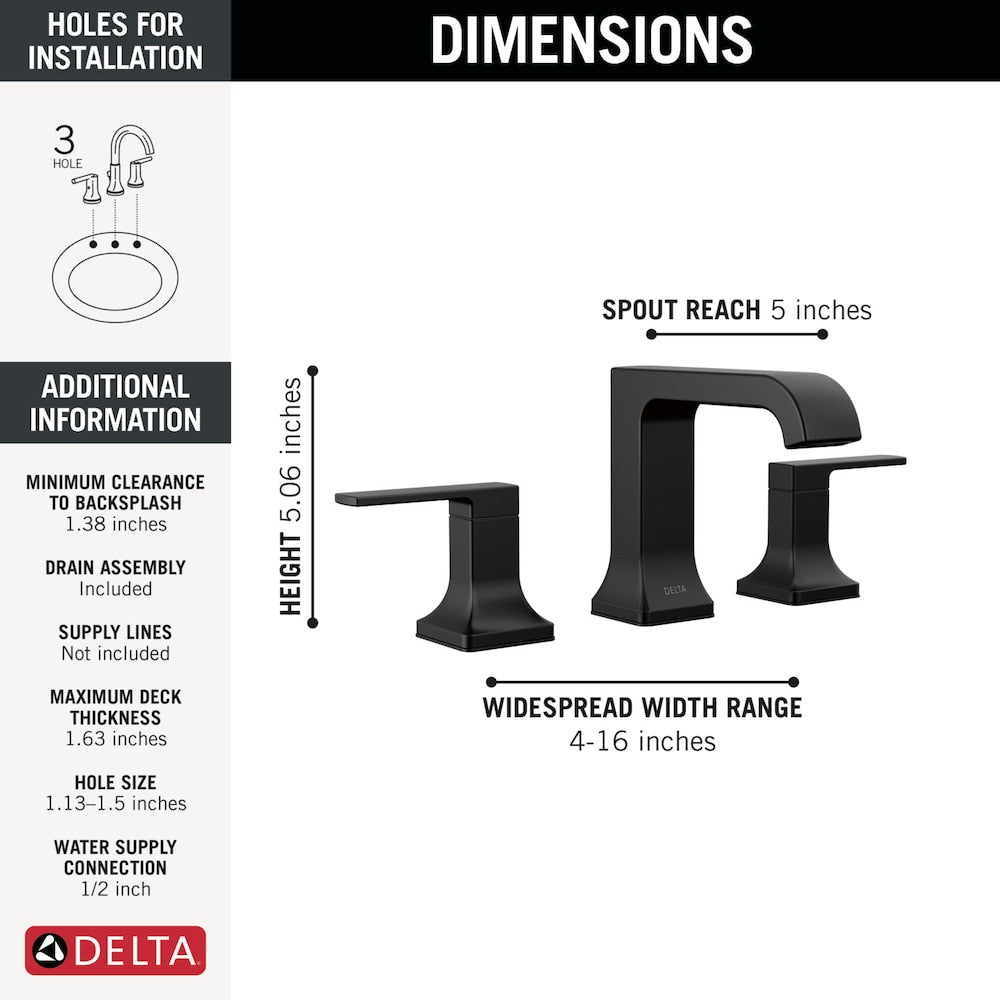 Velum 8 in. Widespread Two-Handle Bathroom Faucet Curved Spout in Matte Black