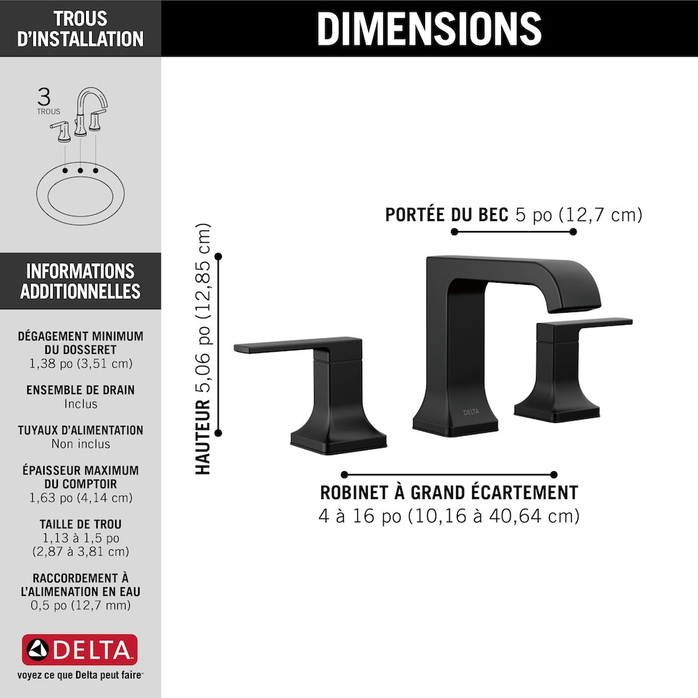 Velum 8 in. Widespread Two-Handle Bathroom Faucet Curved Spout in Matte Black
