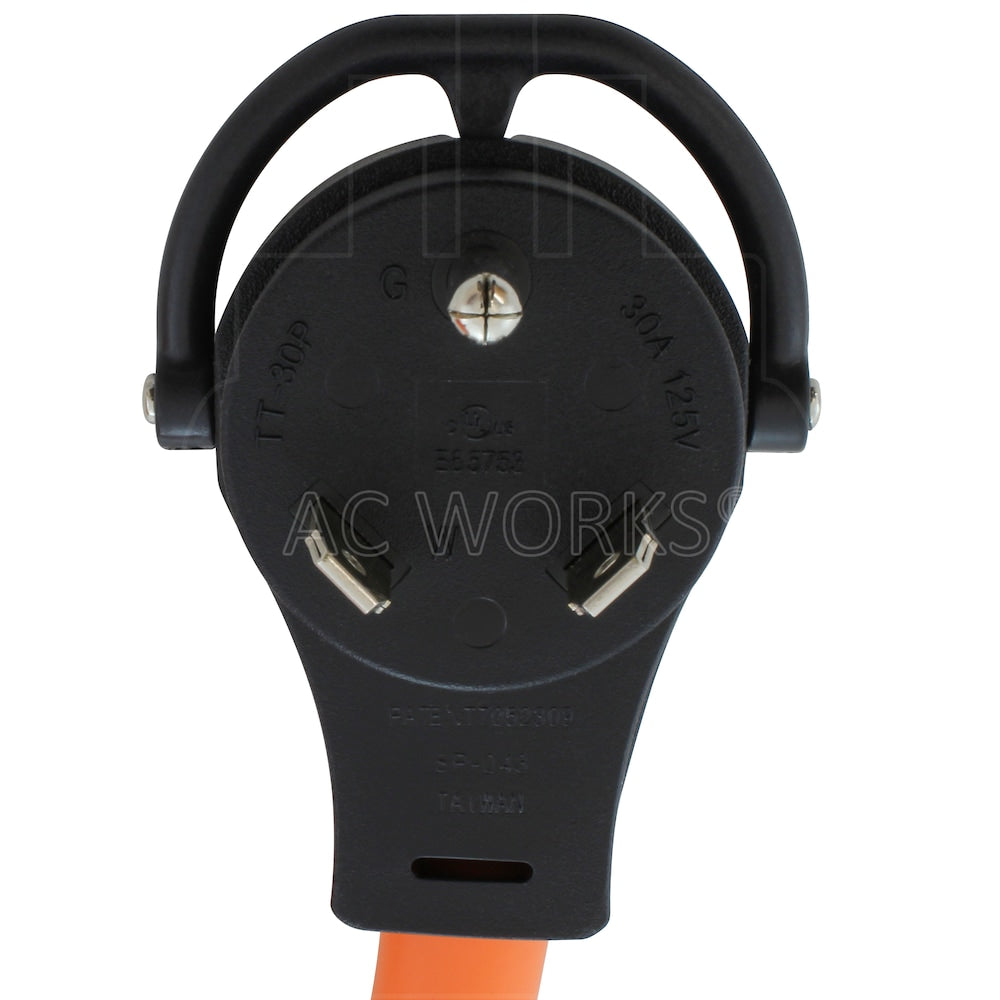 25ft 30A 125V NEMA TT-30 RV Extension Cord With Handle