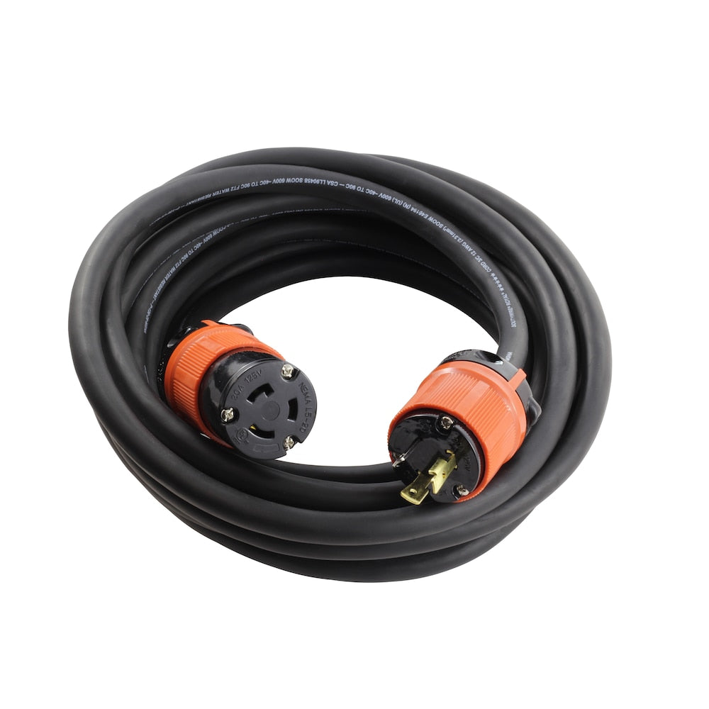 25ft SOOW 12/3 NEMA L5-20 20A 125V Rubber Extension Cord