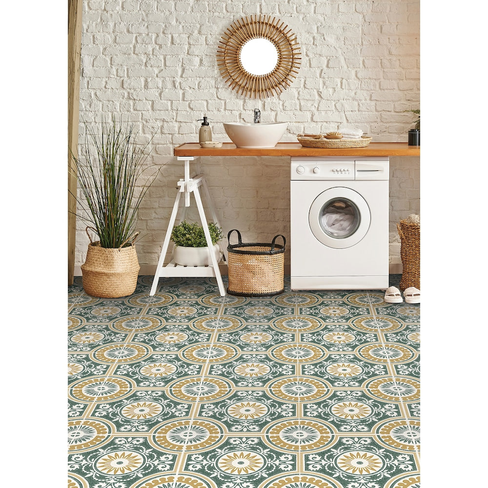 Ensemble de 20 carreaux de vinyle jaune Ezra de 12 po x 12 po (1 pi2/chacun)