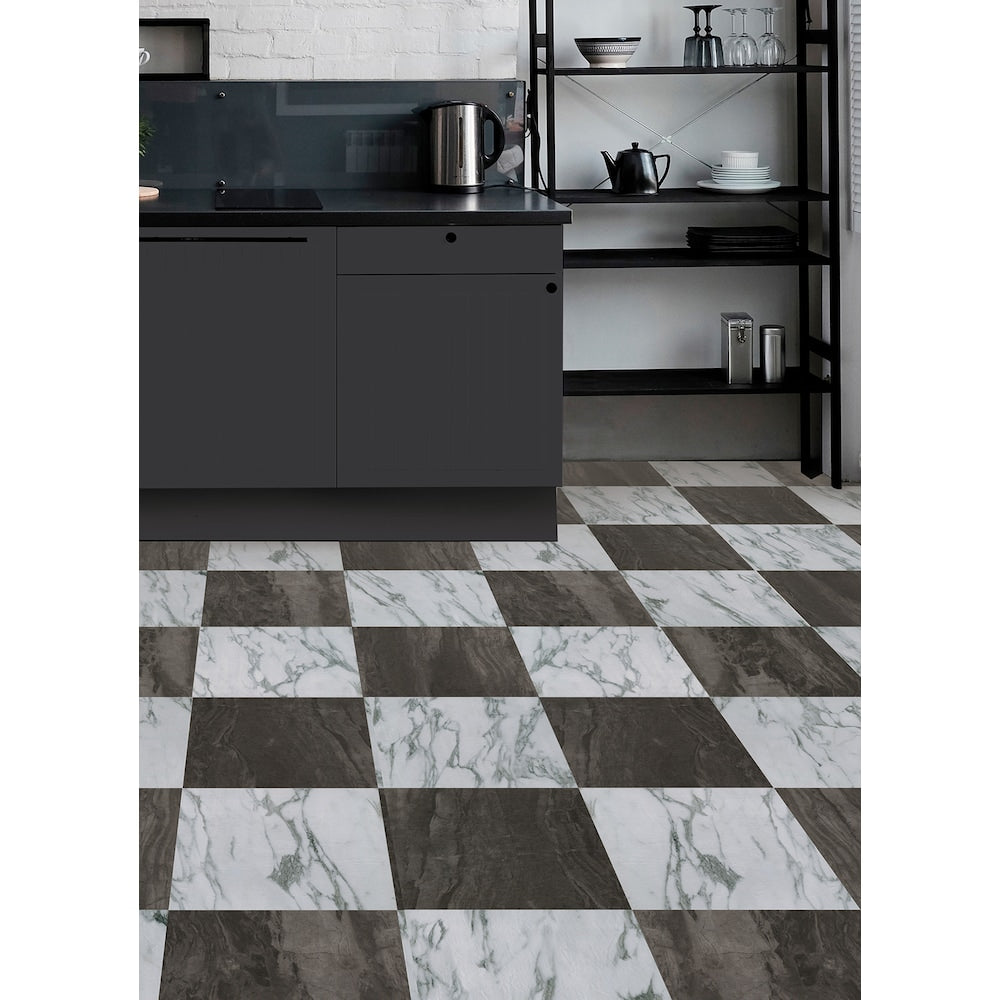 Ensemble de 20 carreaux de vinyle pour revêtement de sol Opaline Raven 12 po x 12 po (1 pi2/chacun)