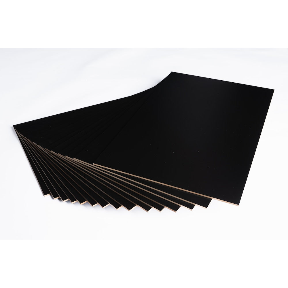 1/8 inch X 1 feet. X 1 feet. 7 inch Black Paper Plywood (15-pack)