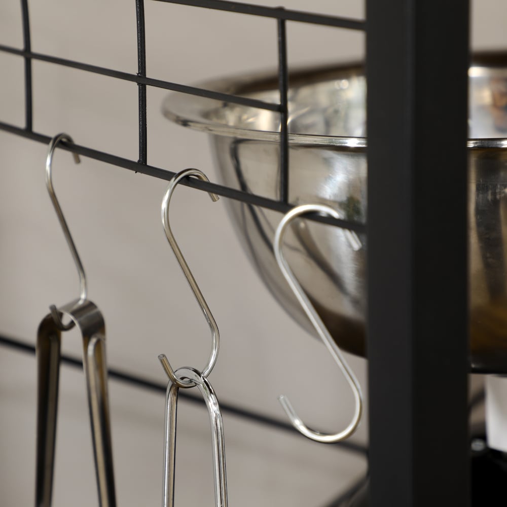 Kitchen Bakers Rack with Power Outlet, USB Charger, 5 Hooks