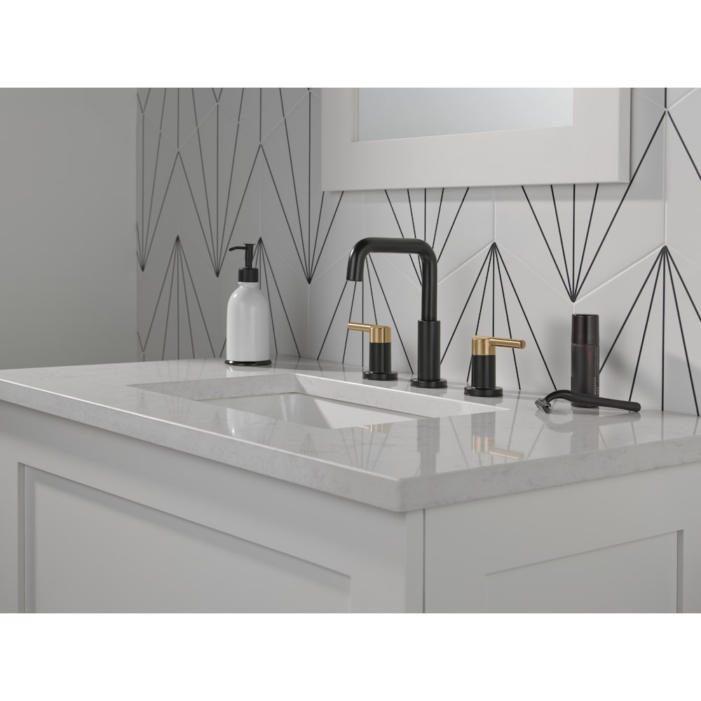 Nicoli 8 in. Widespread Two-Handle Bathroom Faucet in Matte Black/Champagne Bronze