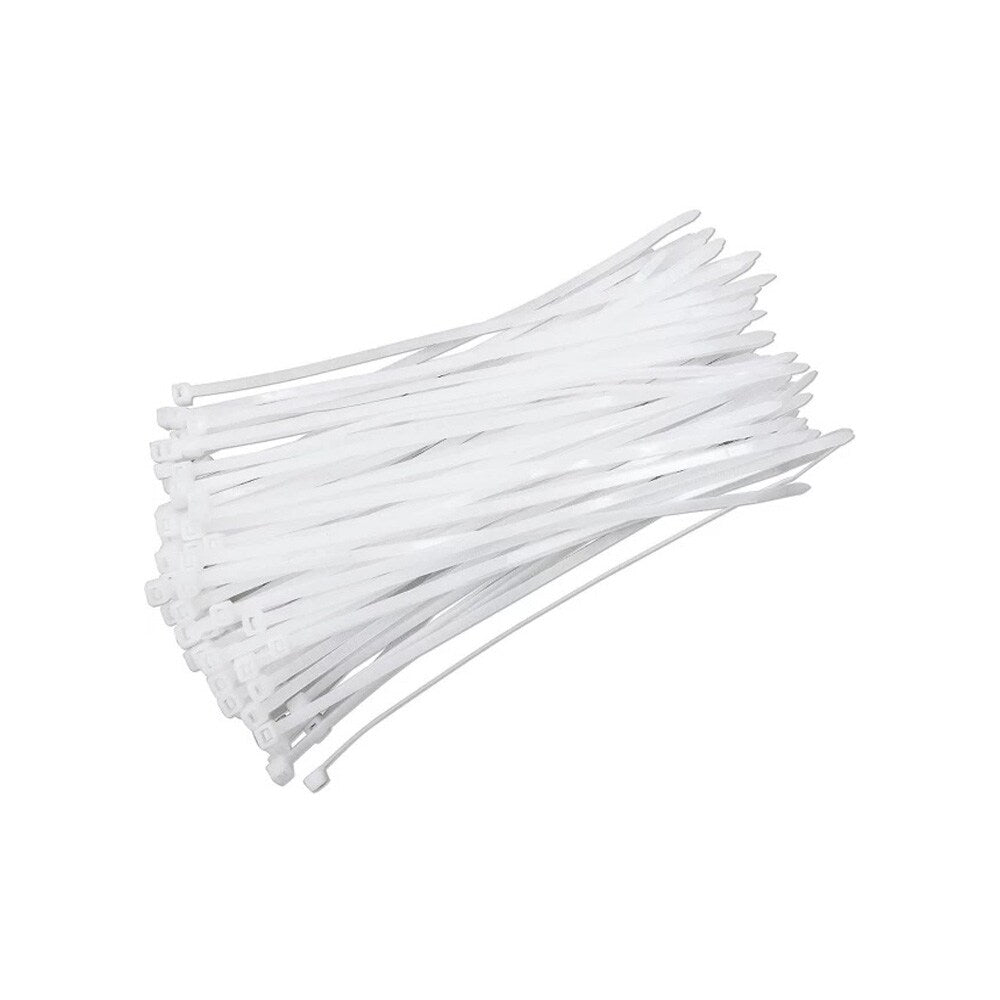 Lot de 500 serre-câbles de 8 po - Serre-câbles zippés en nylon/plastique blanc de taille moyenne
