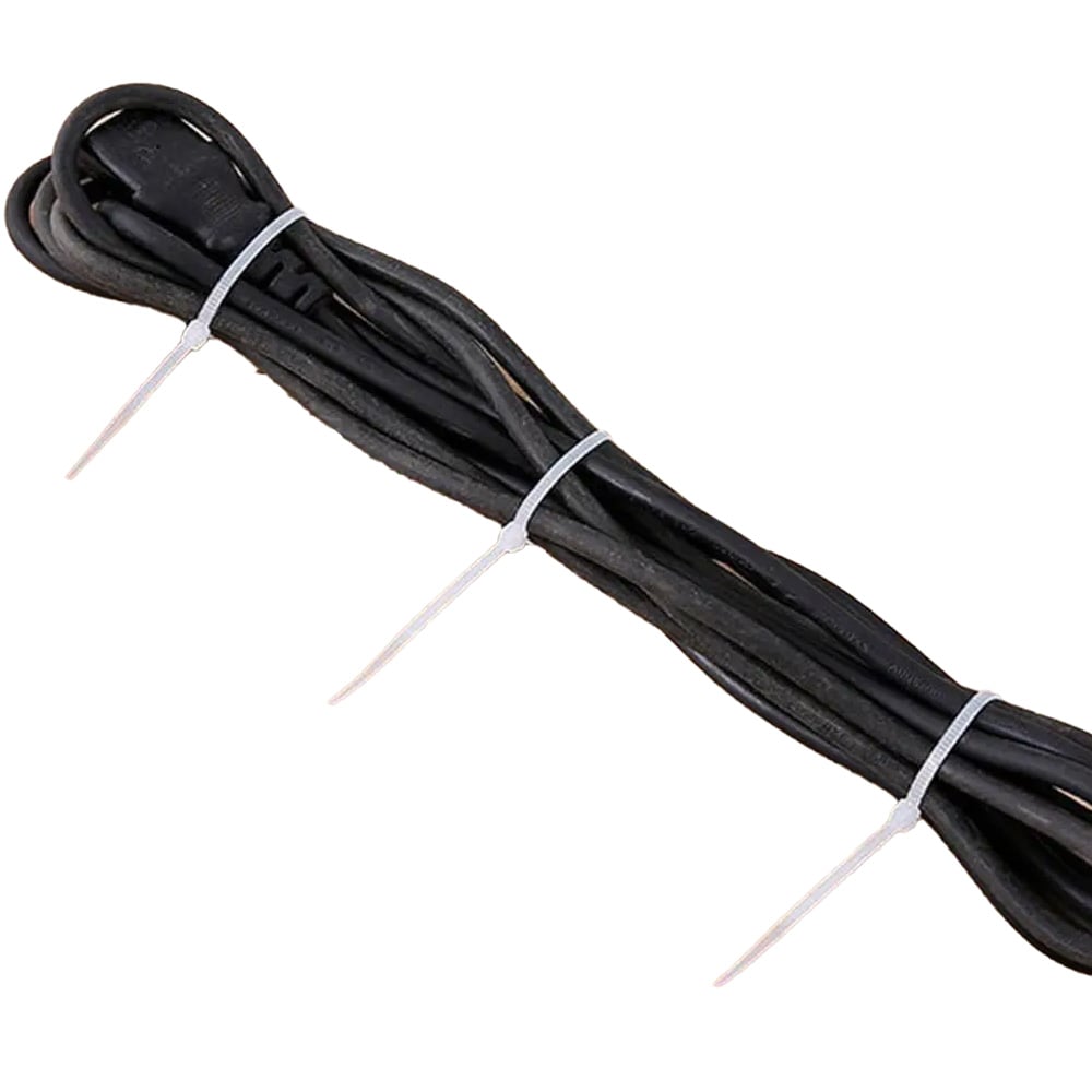 Lot de 100 serre-câbles réutilisables de 10 po - Serre-câbles zippés en nylon/plastique blanc de taille moyenne