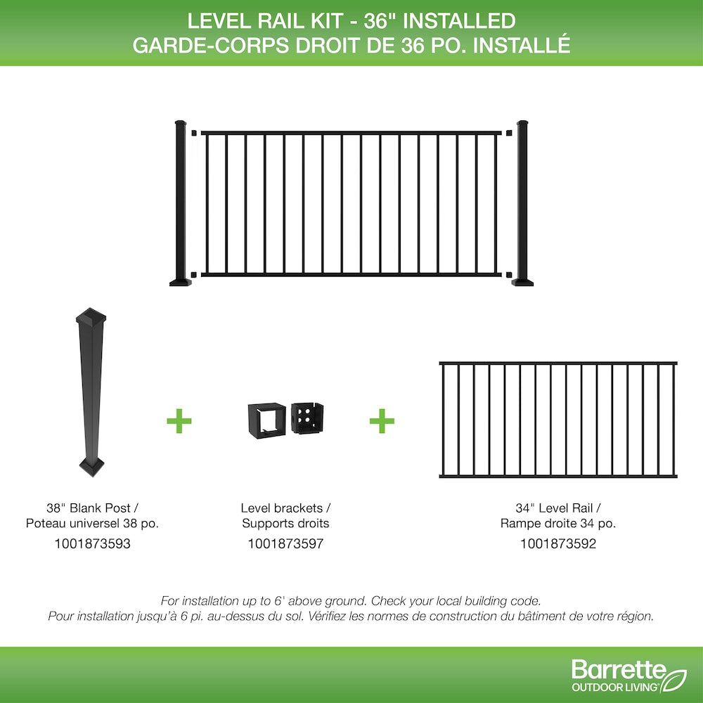 34inch x 72inch Black Powdercoated Steel Rail Level Panel