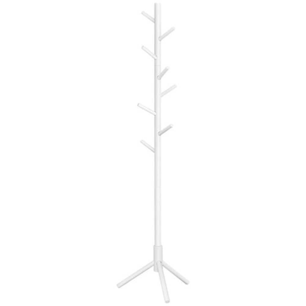 Adjustable Free-standing Coat Rack with 8 Hooks & 3 Height Options, White