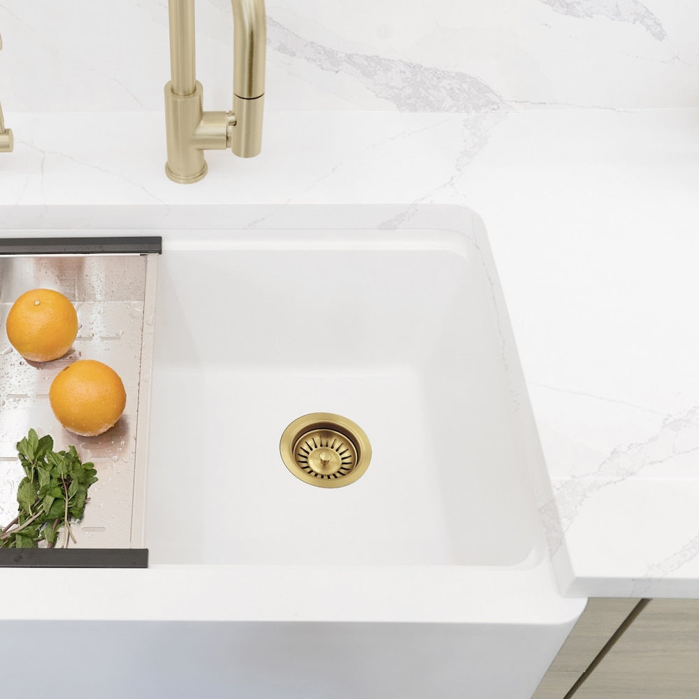 Standard Strainer Kitchen Sink Drain in Brushed Gold