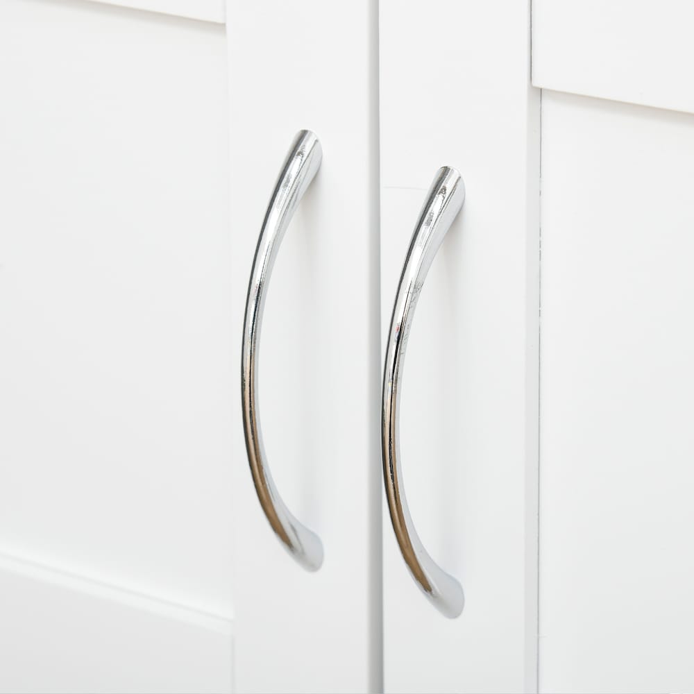 26-inch W Rolling Kitchen Cart with Drawer, 9-Bottle Wine Rack in White