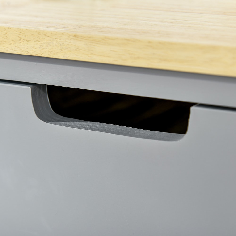 26-inch W Rolling Kitchen Cart with Drawer, Shelves and Towel Rack in Gray