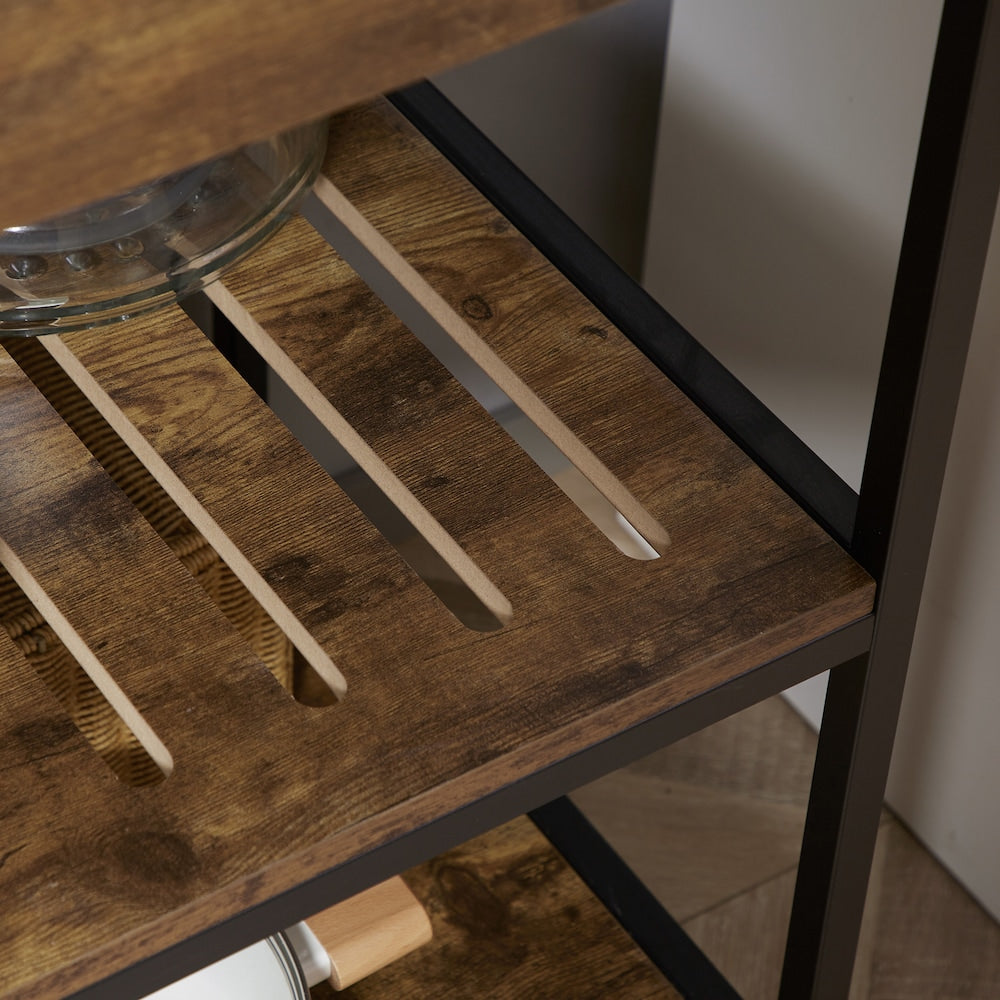 39-inch W Kitchen Cart with Storage Drawer Cabinet Towel Rack for Dining Room in Rustic Brown