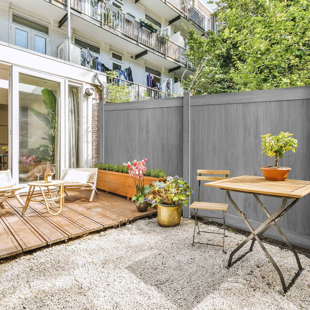 4' x 6' Vinyl Woodgrain Pre-Assembled Self-Closing Fence Gate Hazy Grey