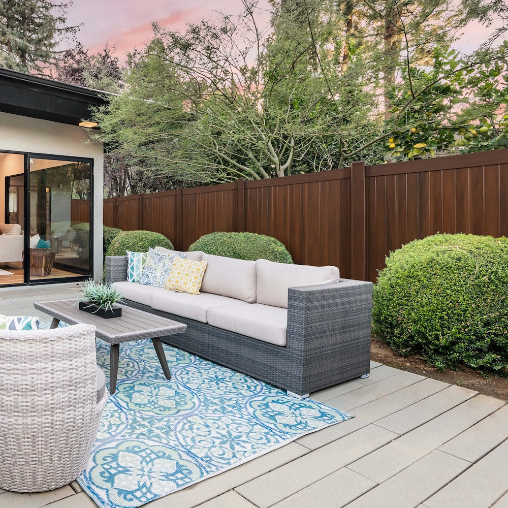 6 feet. W x 6 feet. H Woodgrain Pre-Assembled Vinyl Hickory Fence Gate