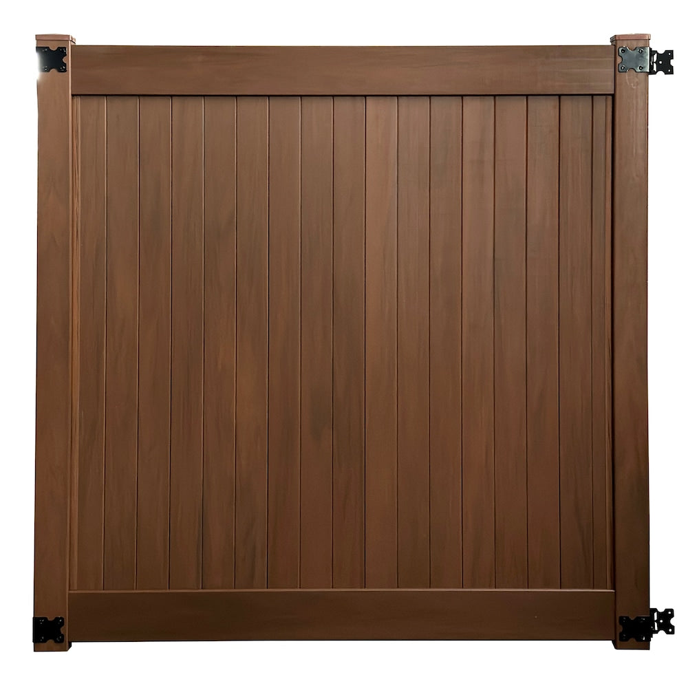 6 feet. W x 6 feet. H Woodgrain Pre-Assembled Vinyl Hickory Fence Gate