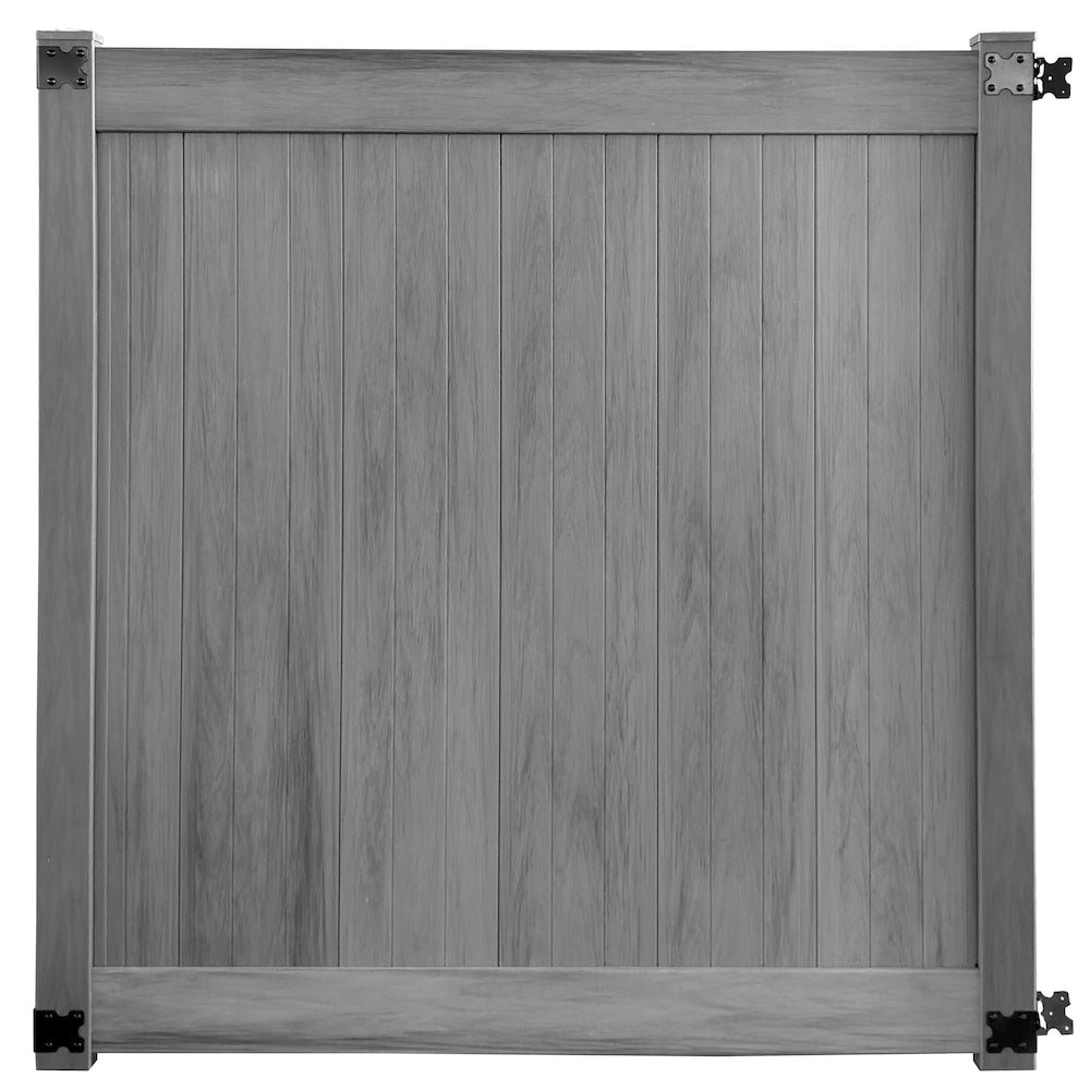 4' x 6' Vinyl Woodgrain Pre-Assembled Self-Closing Fence Gate Hazy Grey