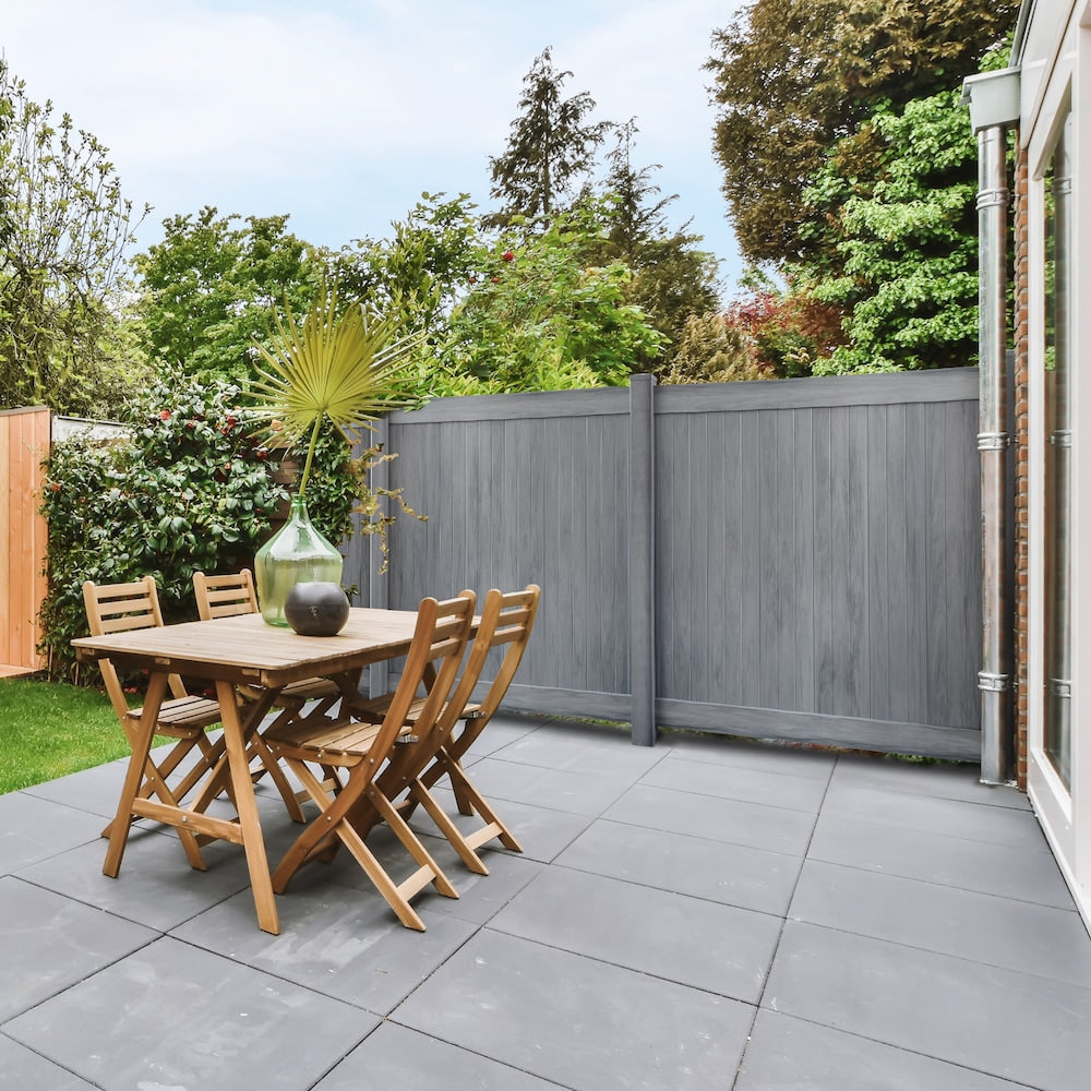 4' x 6' Vinyl Woodgrain Pre-Assembled Self-Closing Fence Gate Hazy Grey