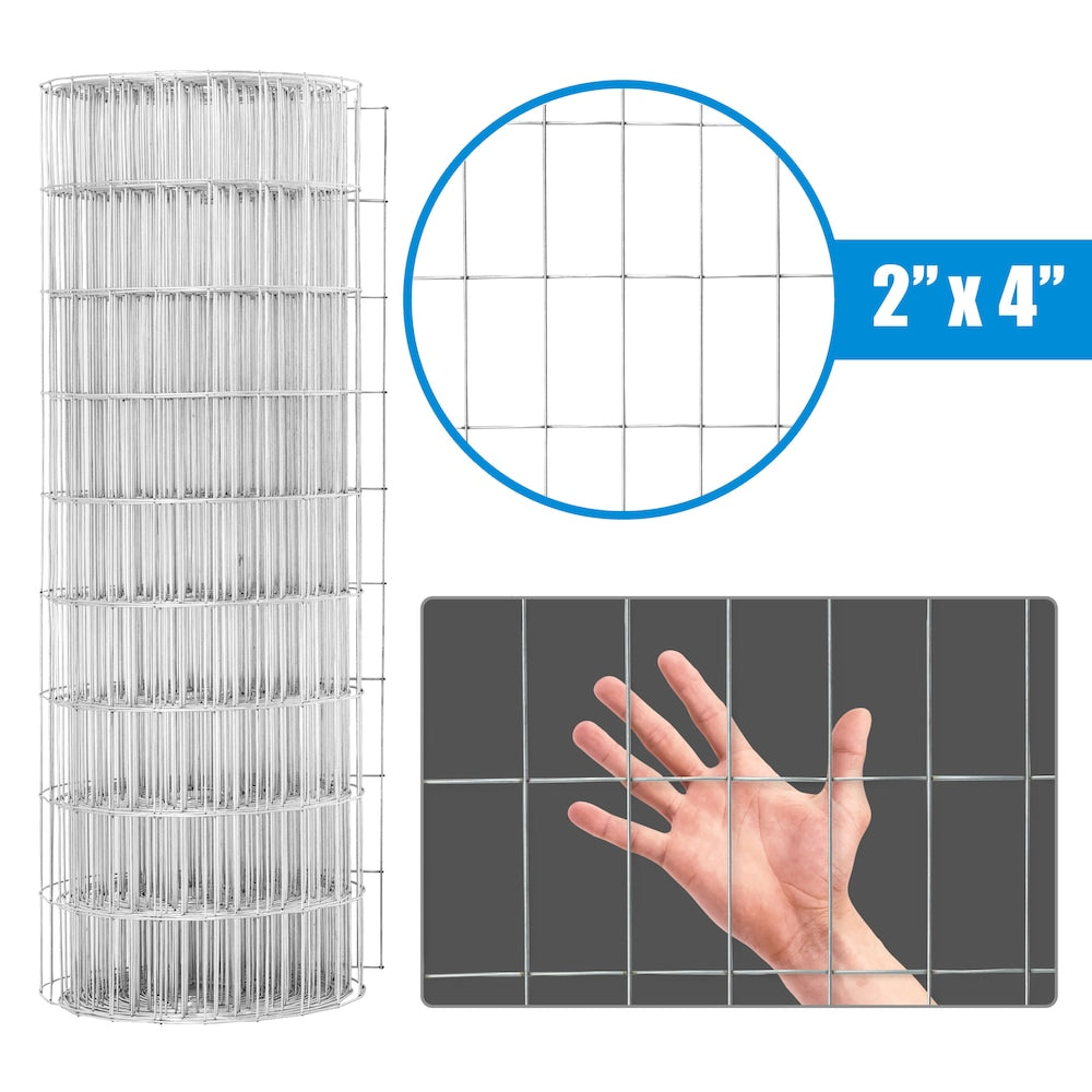 2 inch x 4 inch 3 ft. x 50 ft. 12.5-Gauge Galvanized Welded Fence