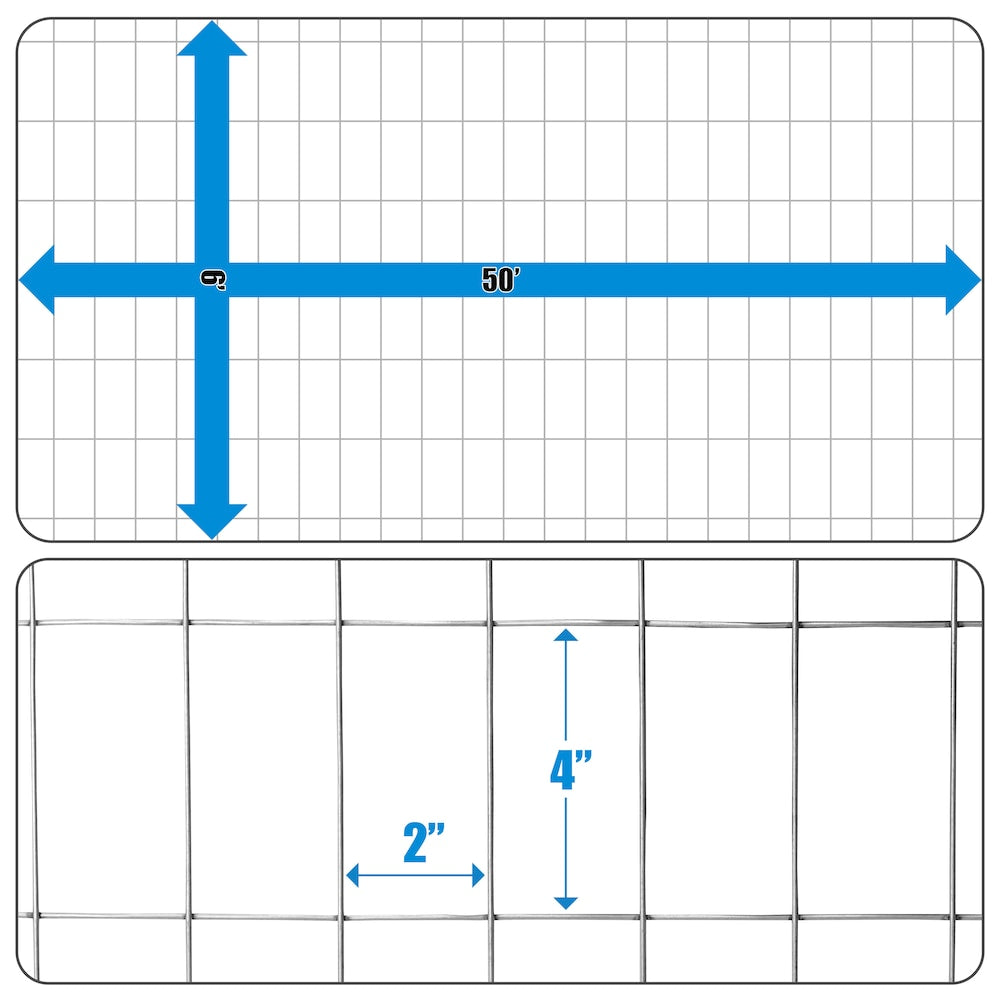 2 inch x 4 inch 6 ft. x 50 ft. 12.5-Gauge Galvanized Welded Fence