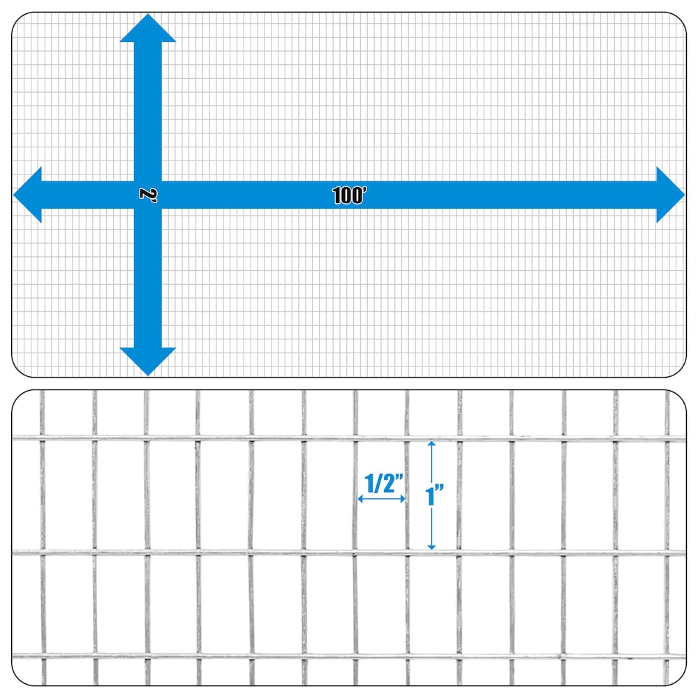 1 inch x 1/2 inch 2 ft. x 100 ft. 16-Gauge Galvanized Welded Fence