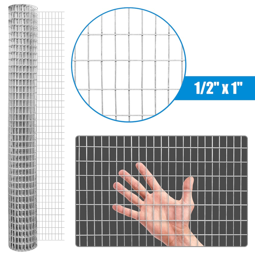 1 inch x 1/2 inch 3 ft. x 100 ft. 16-Gauge Galvanized Welded Fence