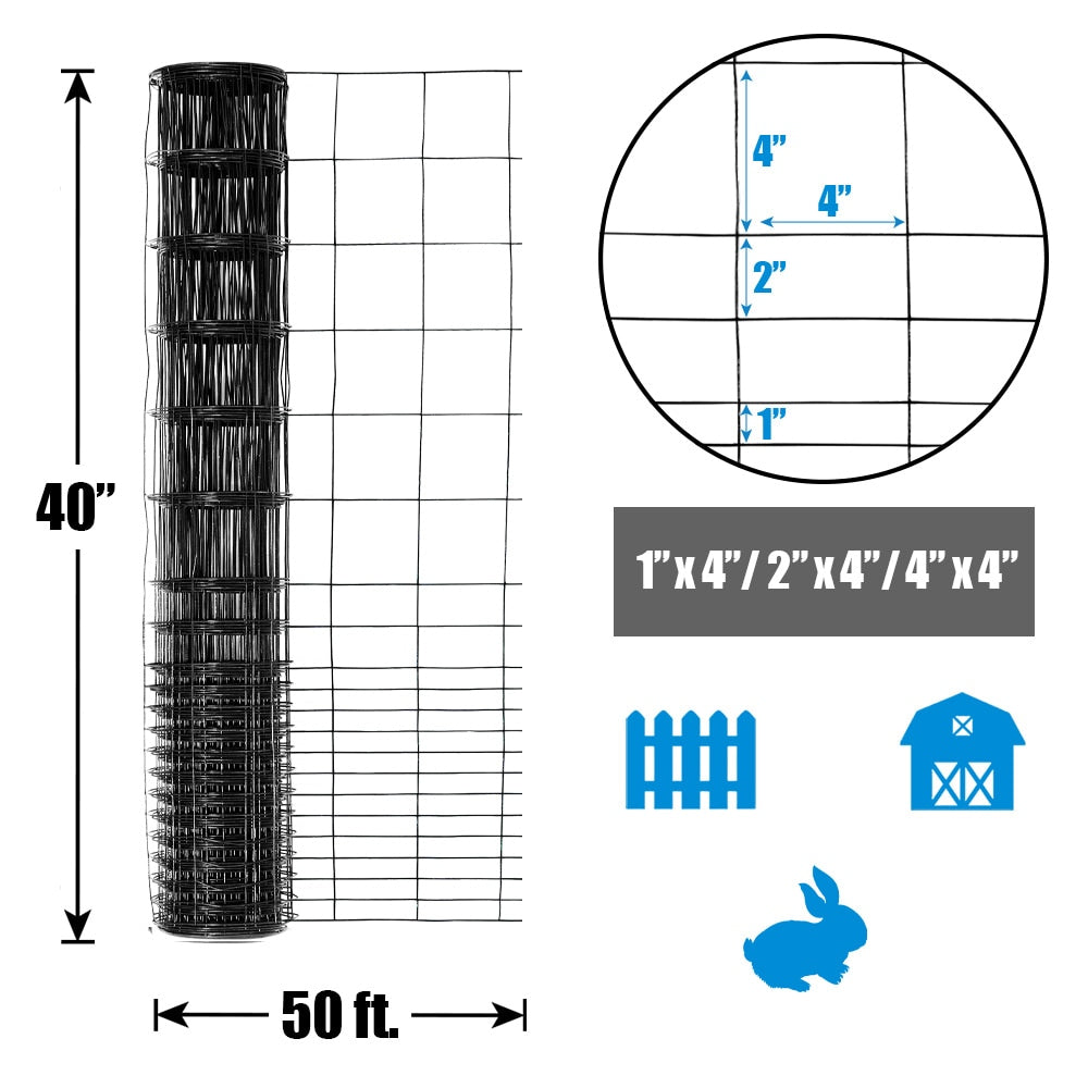 40-inch x 50ft. 16-Gauge Black PVC-Coated Rabbit Guard Fence