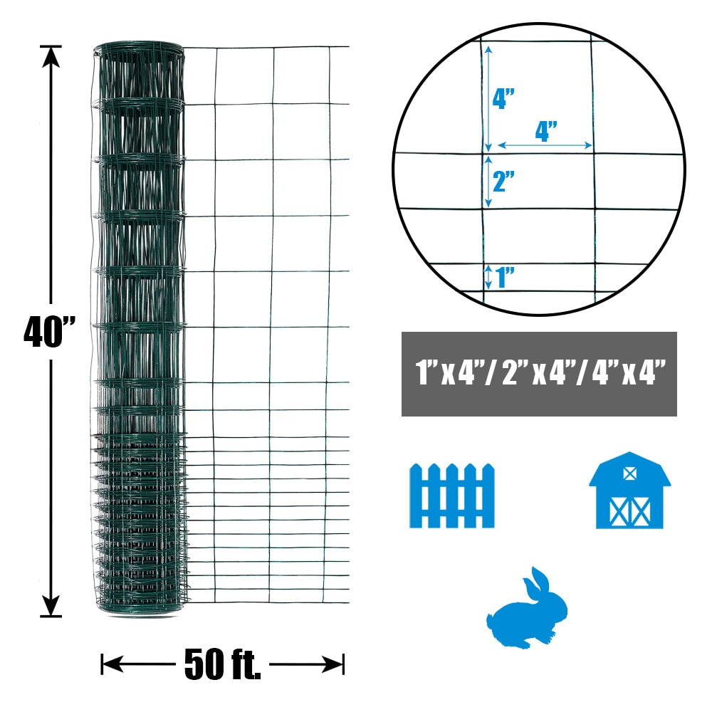 40-inch x 50ft. 16-Gauge Green PVC-Coated Rabbit Guard Fence