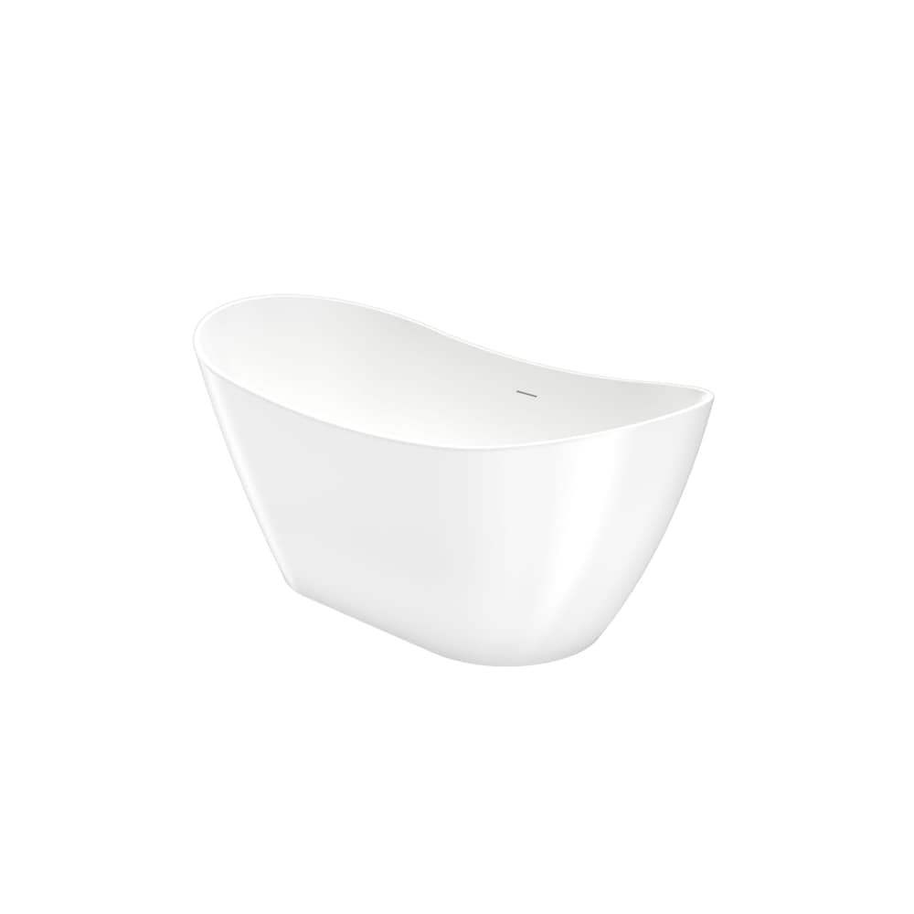 Mahaba 60 in. L x 28 5/8 in. W x 26 3/8 in. H 1-Piece Acrylic Freestanding Oval Center Drain Bathtub in White with 15 1/8 in. Soaking Depth