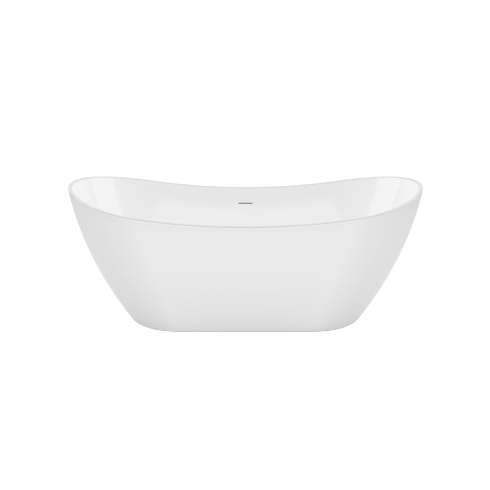 Mahaba 66 7/8 in. L x 28.5 in. W x 26 3/8 in. H 1-Piece Acrylic Freestanding Oval Center Drain Bathtub in White with 15 1/8 in. Soaking Depth