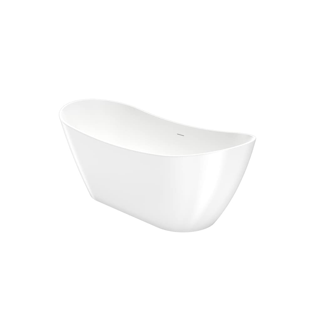 Mahaba 66 7/8 in. L x 28.5 in. W x 26 3/8 in. H 1-Piece Acrylic Freestanding Oval Center Drain Bathtub in White with 15 1/8 in. Soaking Depth
