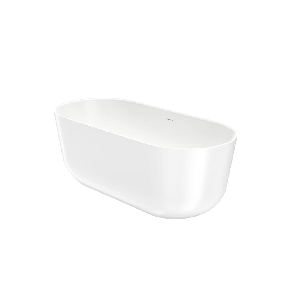 Malindi 66 7/8 in. L x 30.25 in. W x 23 5/8 in. H 1-Piece Acrylic Freestanding Oval Center Drain Bathtub in White with 15.5 in. Soaking Depth