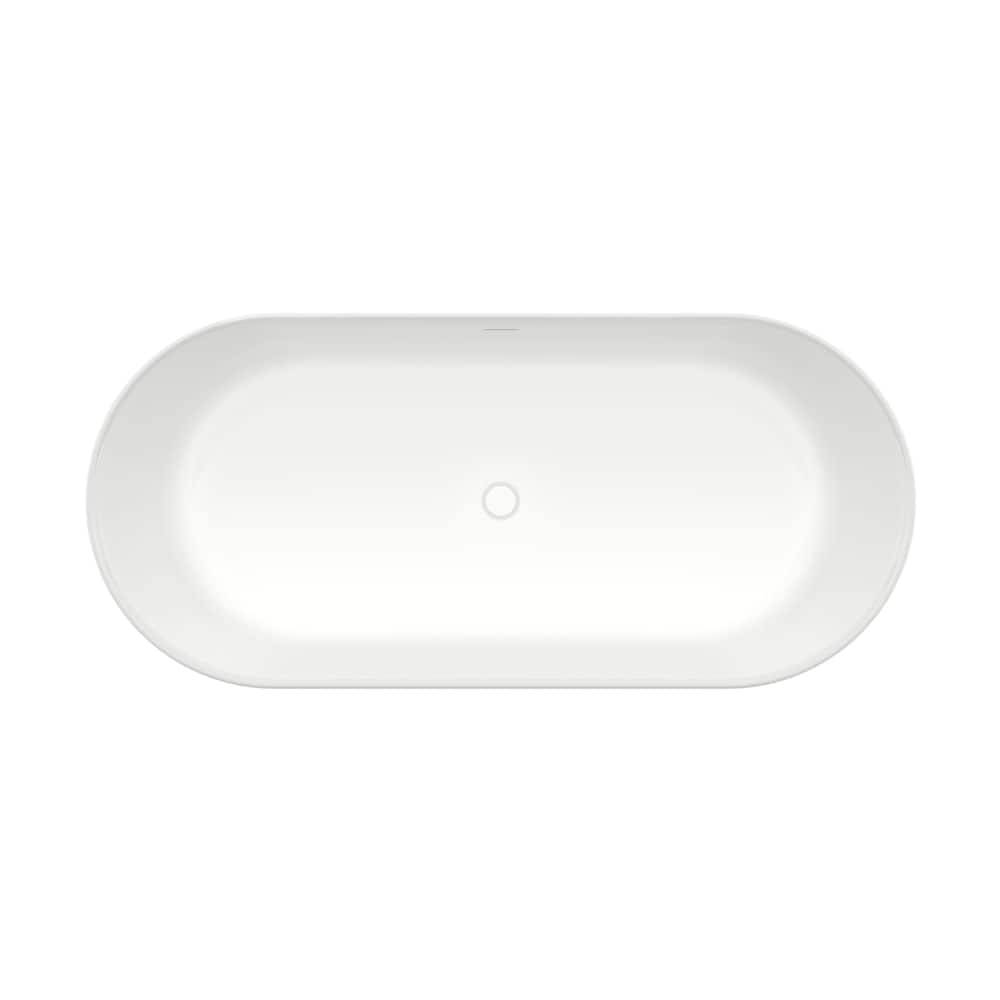 Malindi 66 7/8 in. L x 30.25 in. W x 23 5/8 in. H 1-Piece Acrylic Freestanding Oval Center Drain Bathtub in White with 15.5 in. Soaking Depth