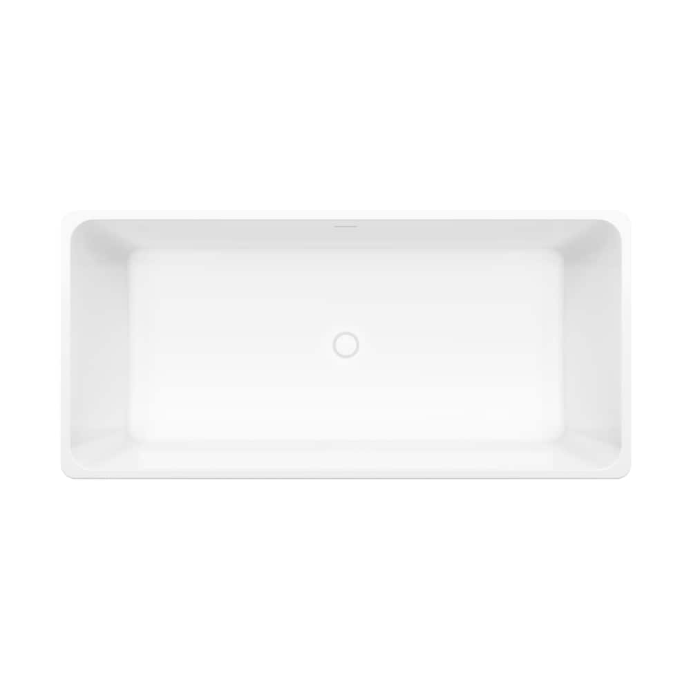Nakuru 66 7/8 in. L x 31.5 in. W x 22 7/8 in. H 1-Piece Acrylic Freestanding Rectangular Center Drain Bathtub in White with 14.5 in. Soaking Depth