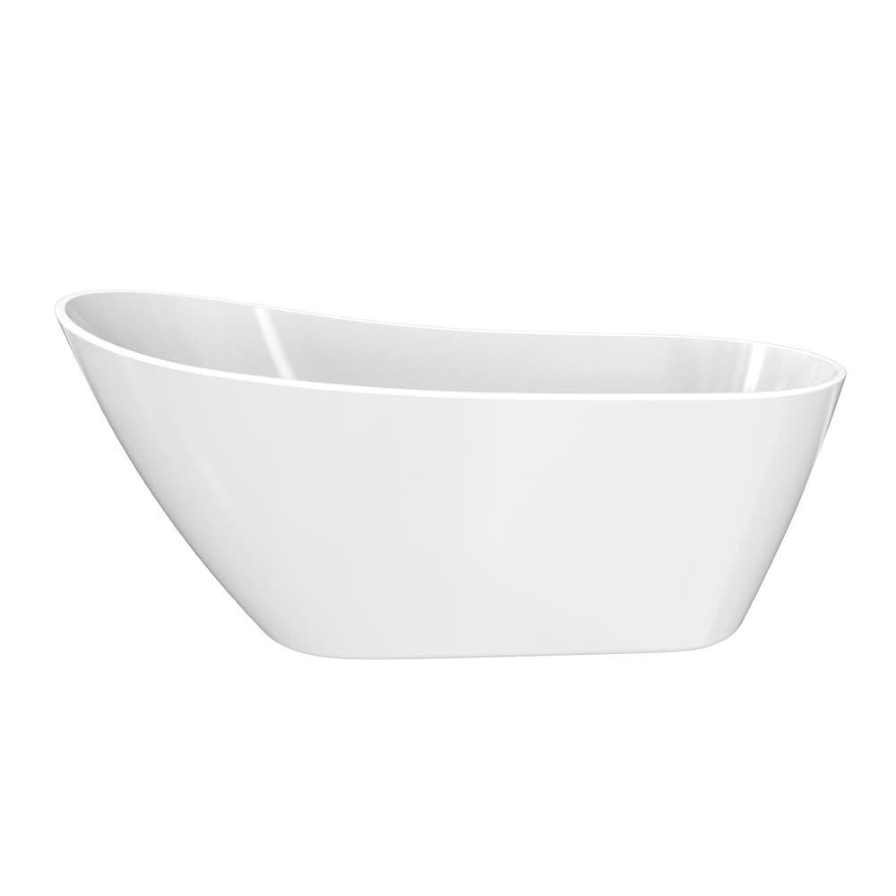Soca 58 7/8 in. L x 28 in. W x 26.25 in. H 1-Piece Acrylic Freestanding Slipper/Oval End Drain Bathtub in White with 14.25 in. Soaking Depth