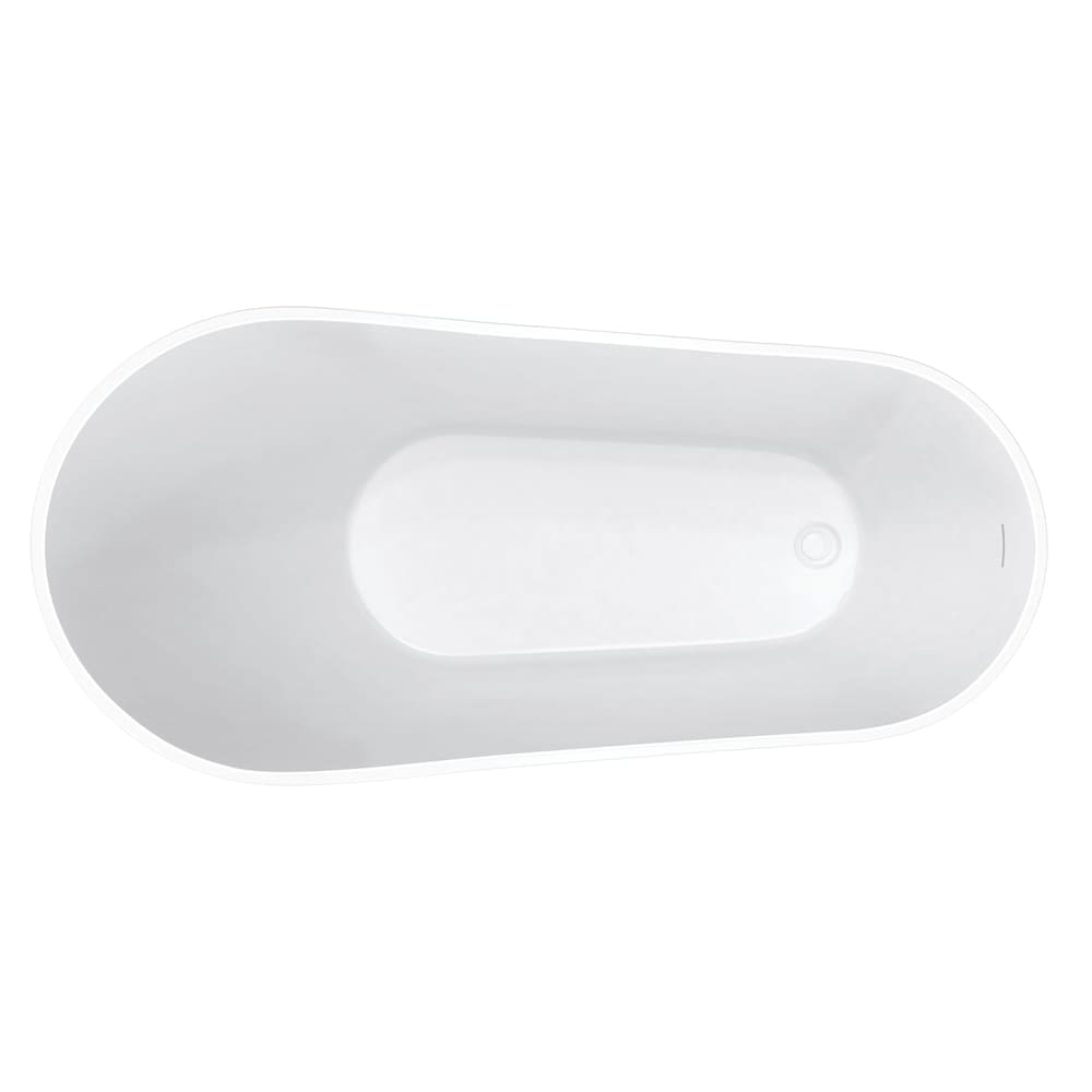 Soca 58 7/8 in. L x 28 in. W x 26.25 in. H 1-Piece Acrylic Freestanding Slipper/Oval End Drain Bathtub in White with 14.25 in. Soaking Depth