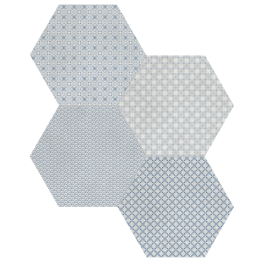 Carreaux de porcelaine émaillés pressés hexagonaux Tapestri Denim Blend de 8,5 pouces (7,43 pi2/caisse)