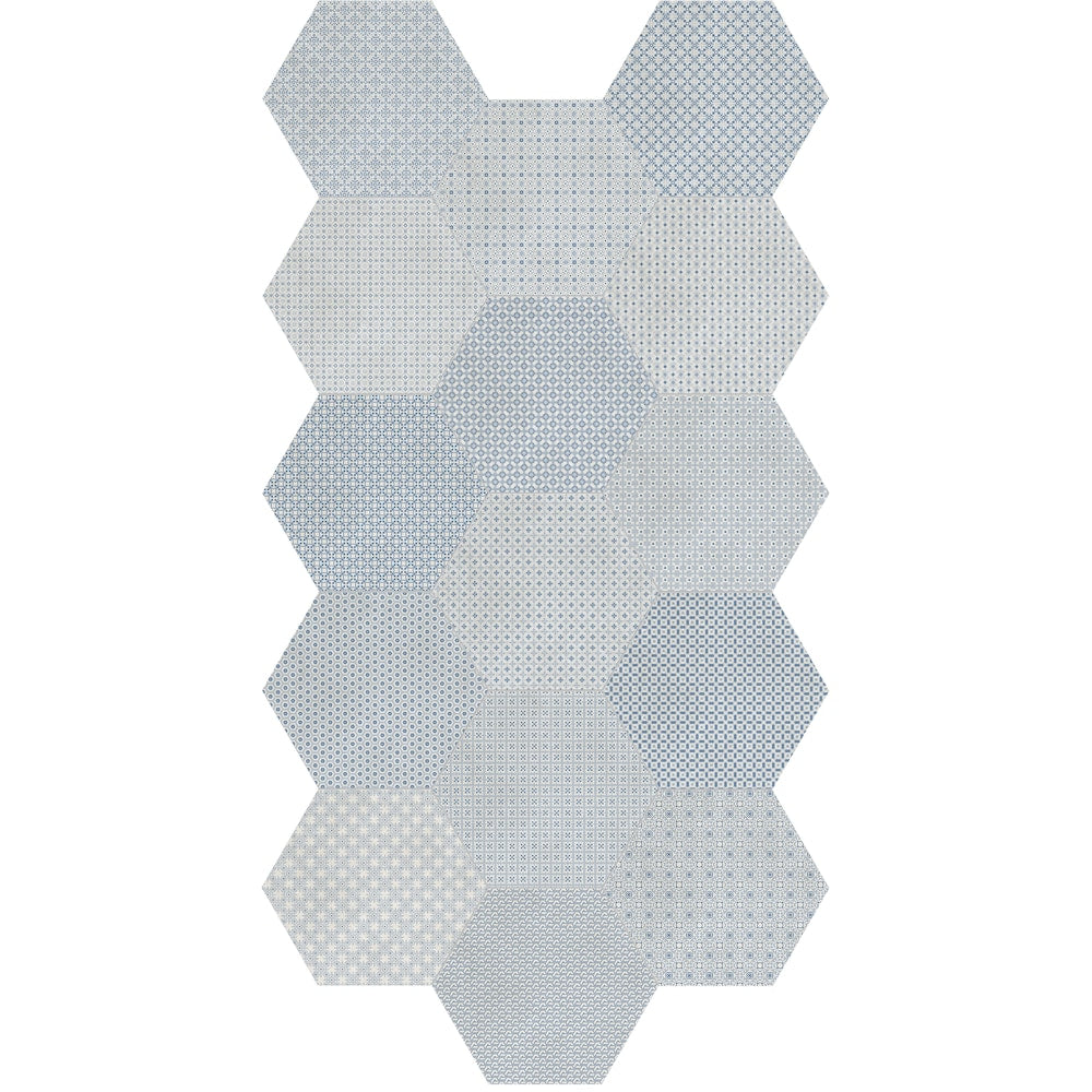 Carreaux de porcelaine émaillés pressés hexagonaux Tapestri Denim Blend de 8,5 pouces (7,43 pi2/caisse)