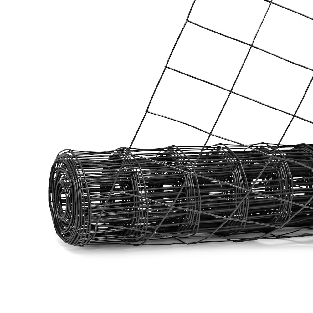 3 feet. x 50 feet. 16-Gauge Black PVC Coated Welded Wire Fence with Mesh Size 3 inch x 2 inch