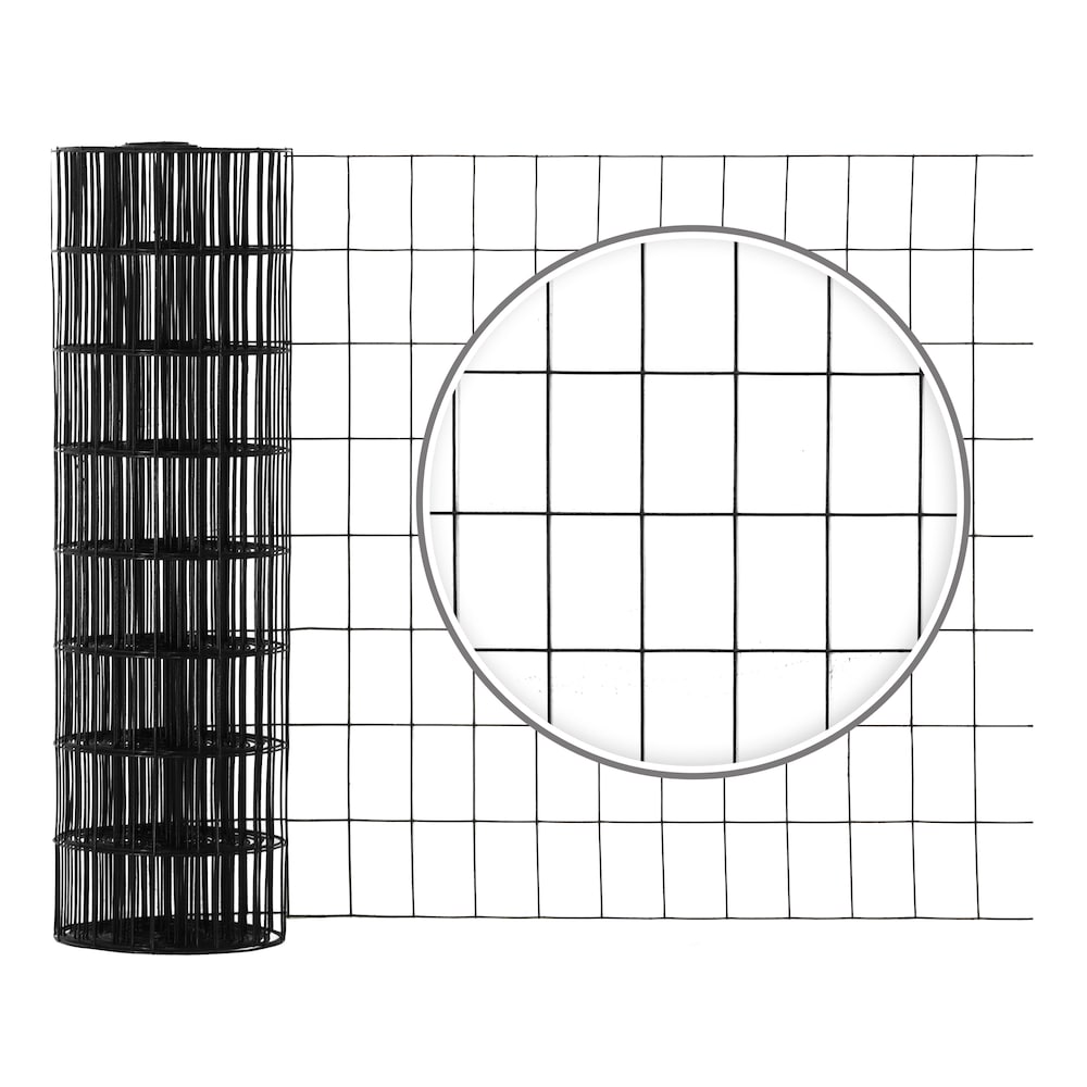 6 feet. x 50 feet. 16-Gauge Black PVC Coated Welded Wire Fence with Mesh Size 3 inch x 2 inch