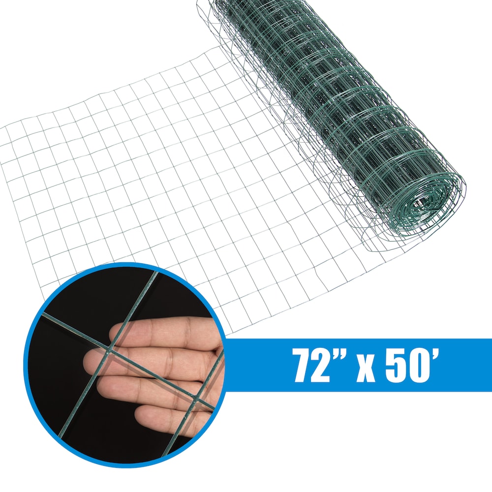 6 feet. x 50 feet. 16-Gauge Green PVC Coated Welded Wire Fence with Mesh Size 3 inch x 2 inch
