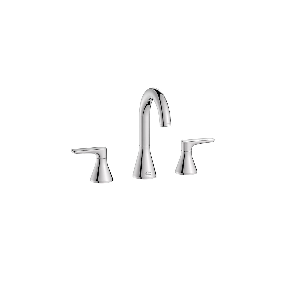 Robinet de salle de bain à 2 poignées et à large bec Aspirations de 8 po avec bonde à poussoir en chrome poli