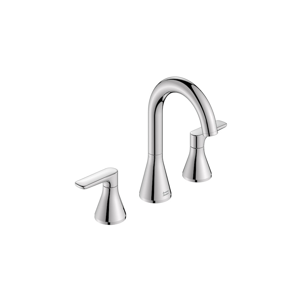Robinet de salle de bain à 2 poignées et à large bec Aspirations de 8 po avec bonde à poussoir en chrome poli