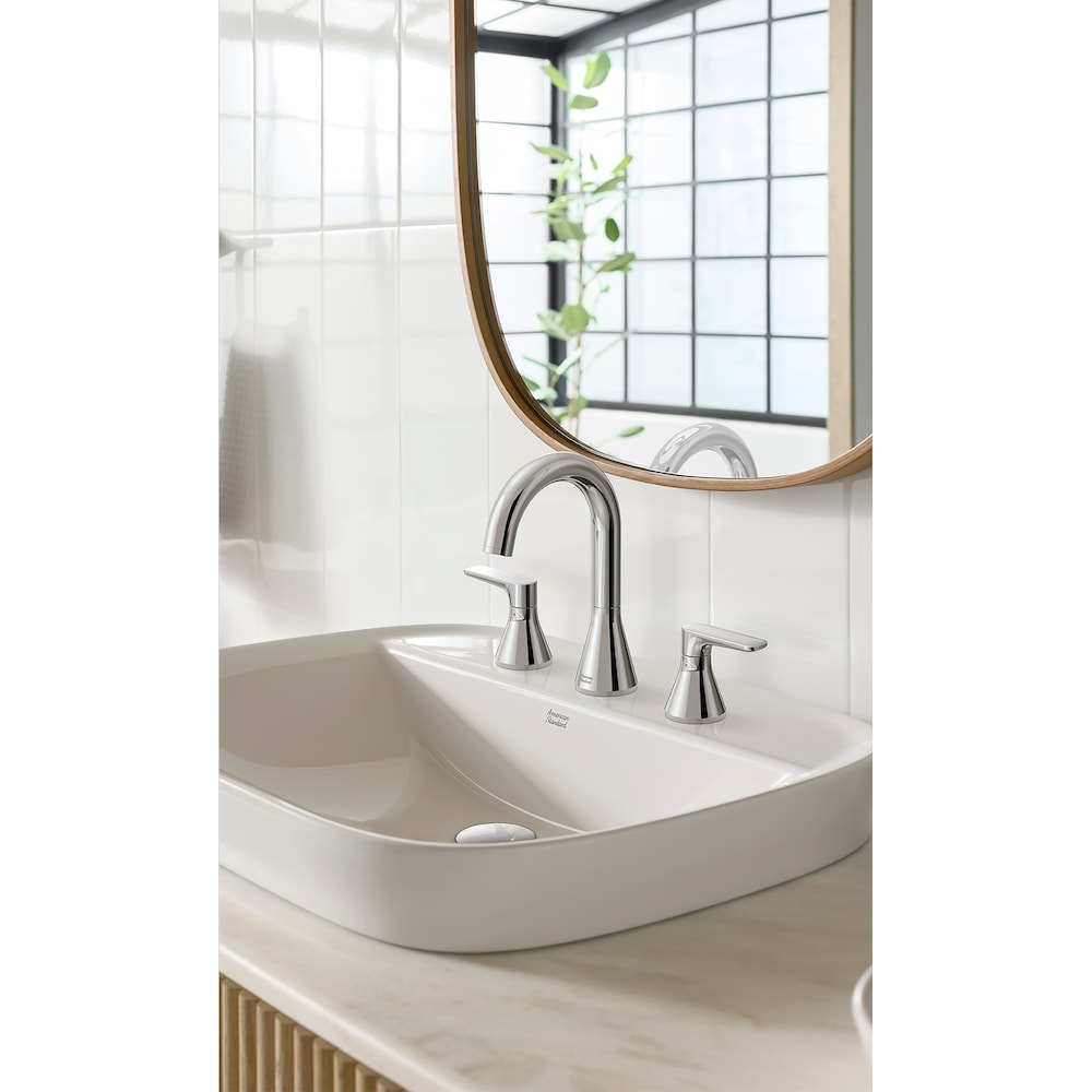 Robinet de salle de bain à 2 poignées et à large bec Aspirations de 8 po avec bonde à poussoir en chrome poli